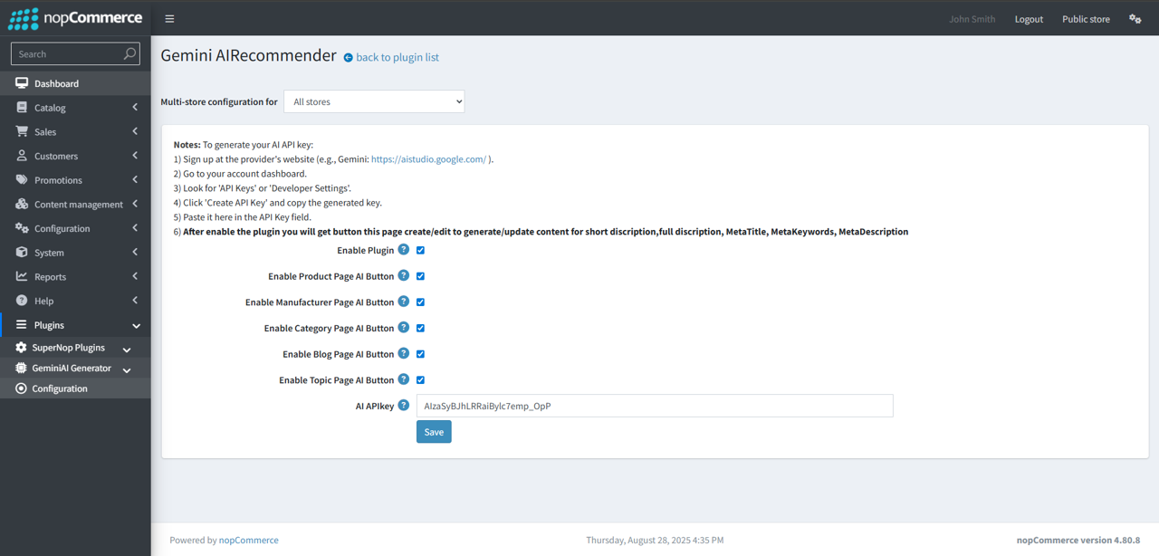 Google Gemini AI Content Generator Plugin for nopCommerce ...